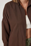 Acı Kahve Oversize Uzun Basic Gömlek  DD00842