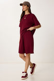Bordo Bermuda Şort T-Shirt Takım BY00059