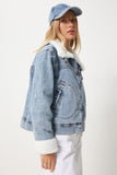 Mavi İçi Suni Kürklü Denim Ceket RV00201