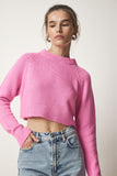 Pembe Bisiklet Yaka Crop Triko Kazak MC00240
