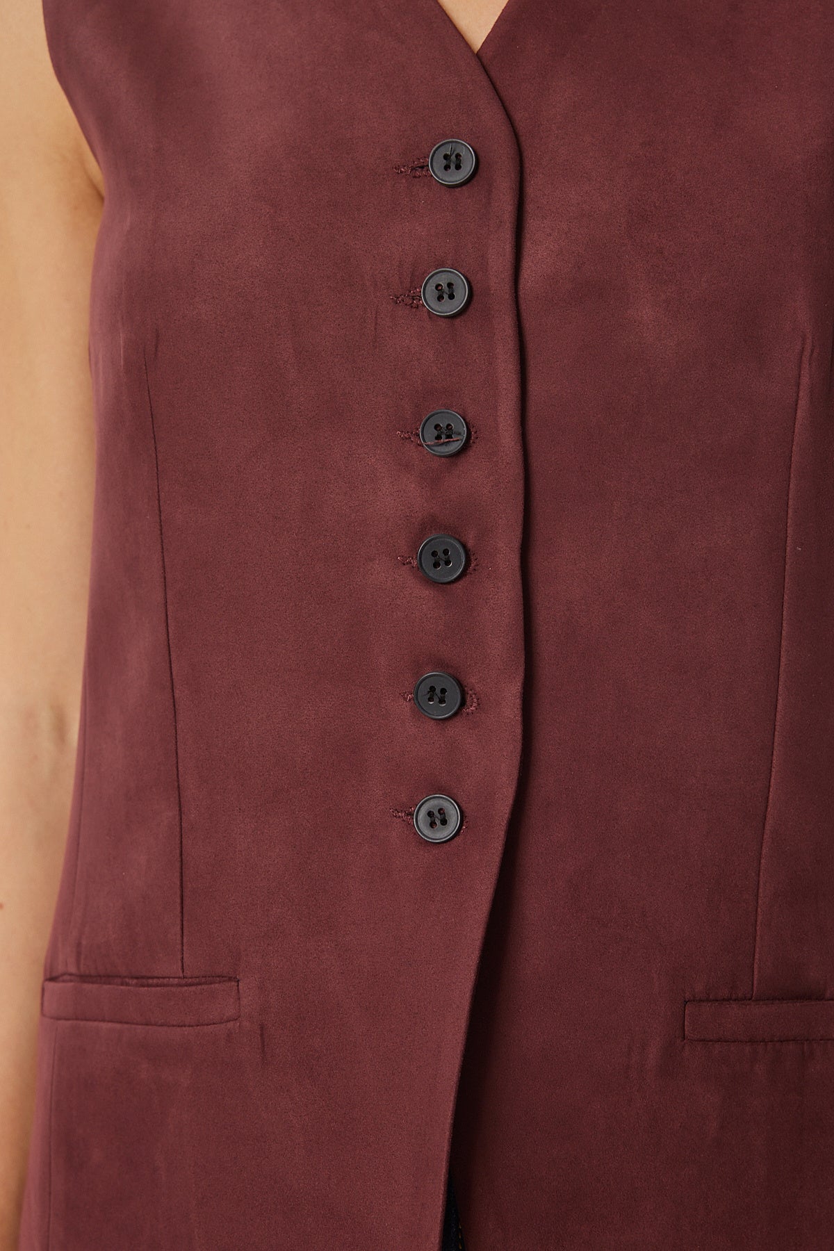Bordo V Yaka Nubuk Yelek FN03387