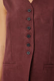 Bordo V Yaka Nubuk Yelek FN03387