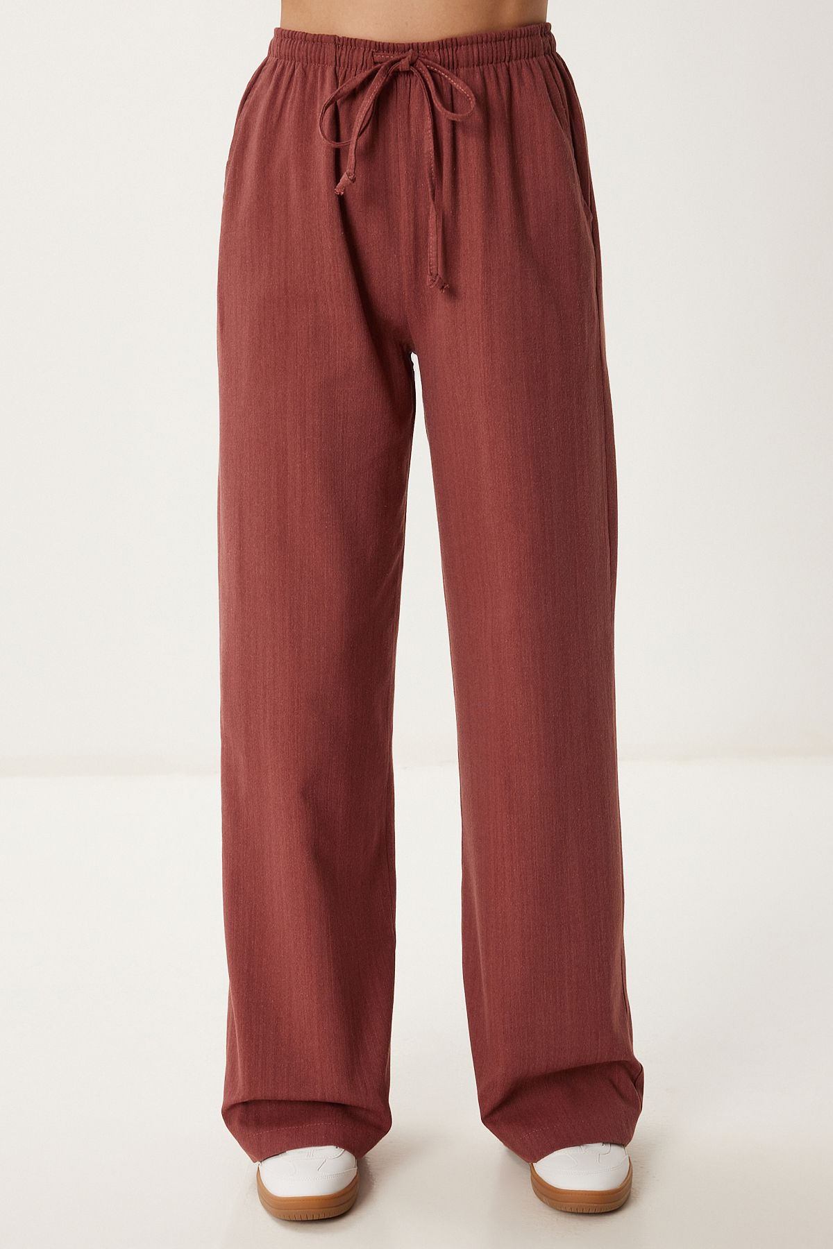 Bordo Keten Yelek Pantolon Takım NO00025