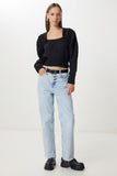 Siyah Bolero Görünümlü Crop Triko Kazak NV00084