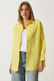 Sarı Oversize Uzun Basic Gömlek  DD00842