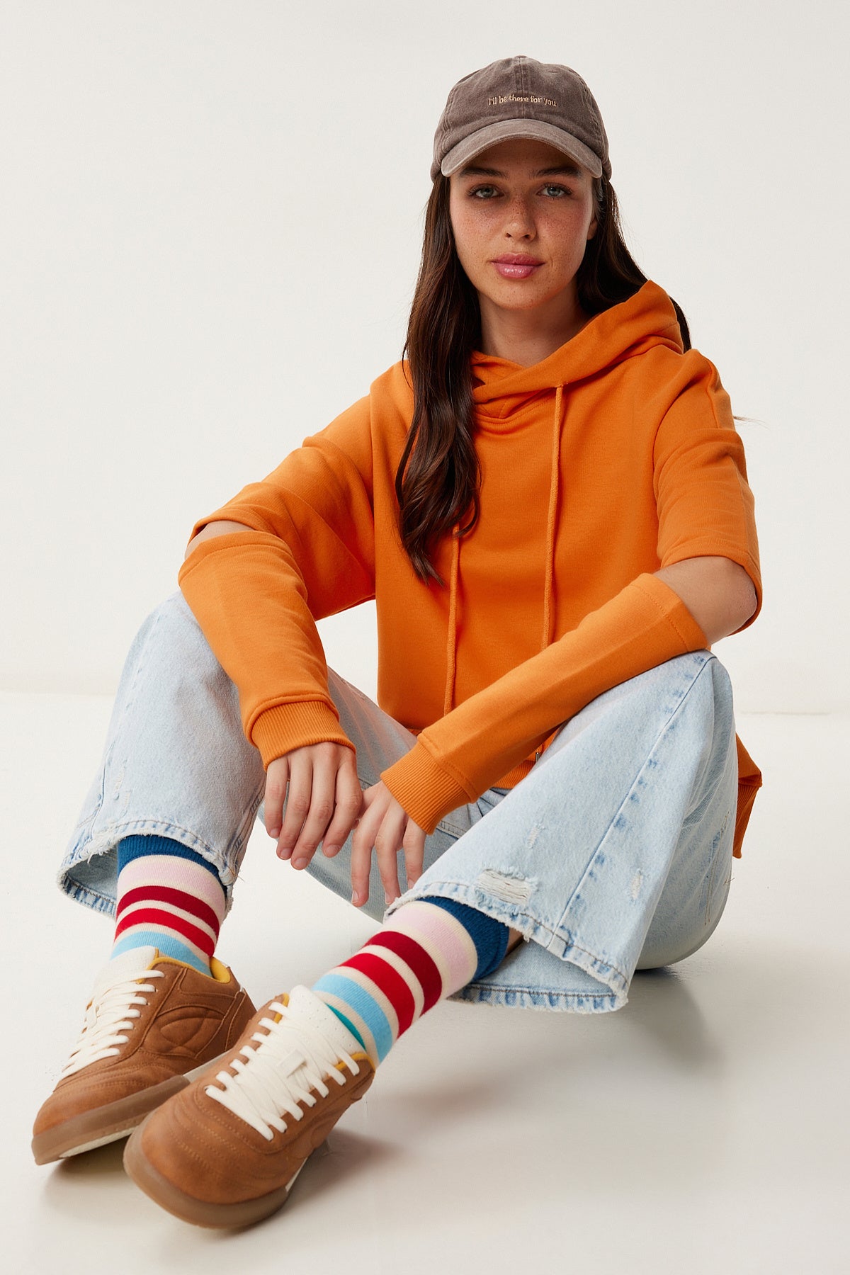 Oranj Cut Out Detaylı Örme Sweatshirt RC00165