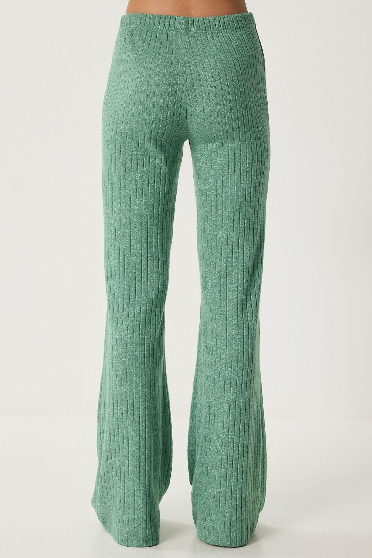 Çağla Yeşili Rahat Fitilli Örme Bluz Pantolon Takım RG00047