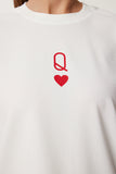 Ekru Baskılı Oversize Örme T-Shirt AN00245