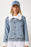 Mavi İçi Suni Kürklü Denim Ceket RV00201