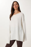 Ekru Basic Oversize Triko Kazak CR00525