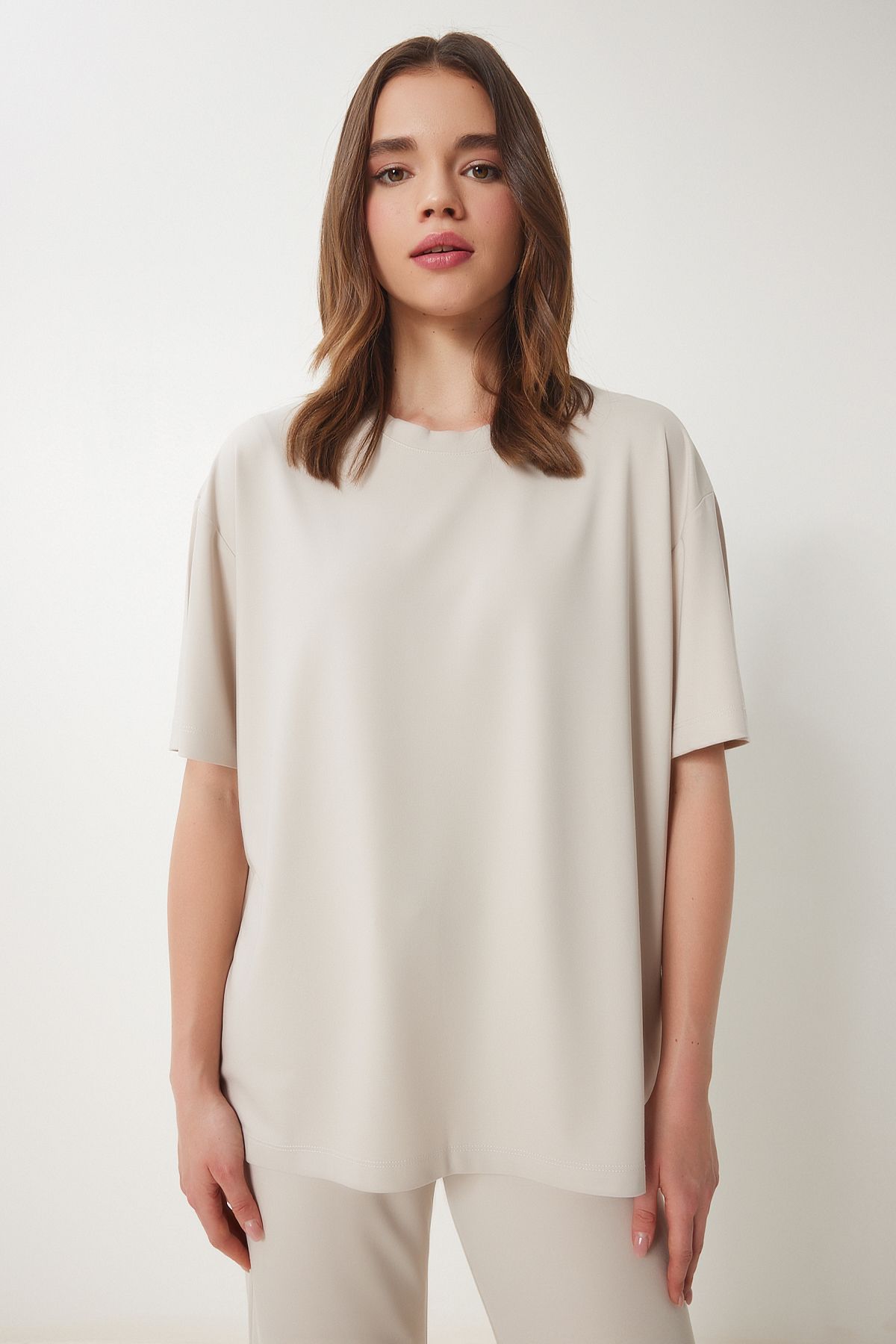 Taş Oversize Örme T-Shirt Pantolon Takım FN03452