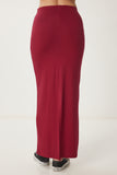 Bordo Yırtmaçlı Midi Örme Etek UB00366