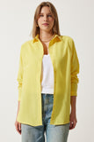 Sarı Oversize Uzun Basic Gömlek  DD00842