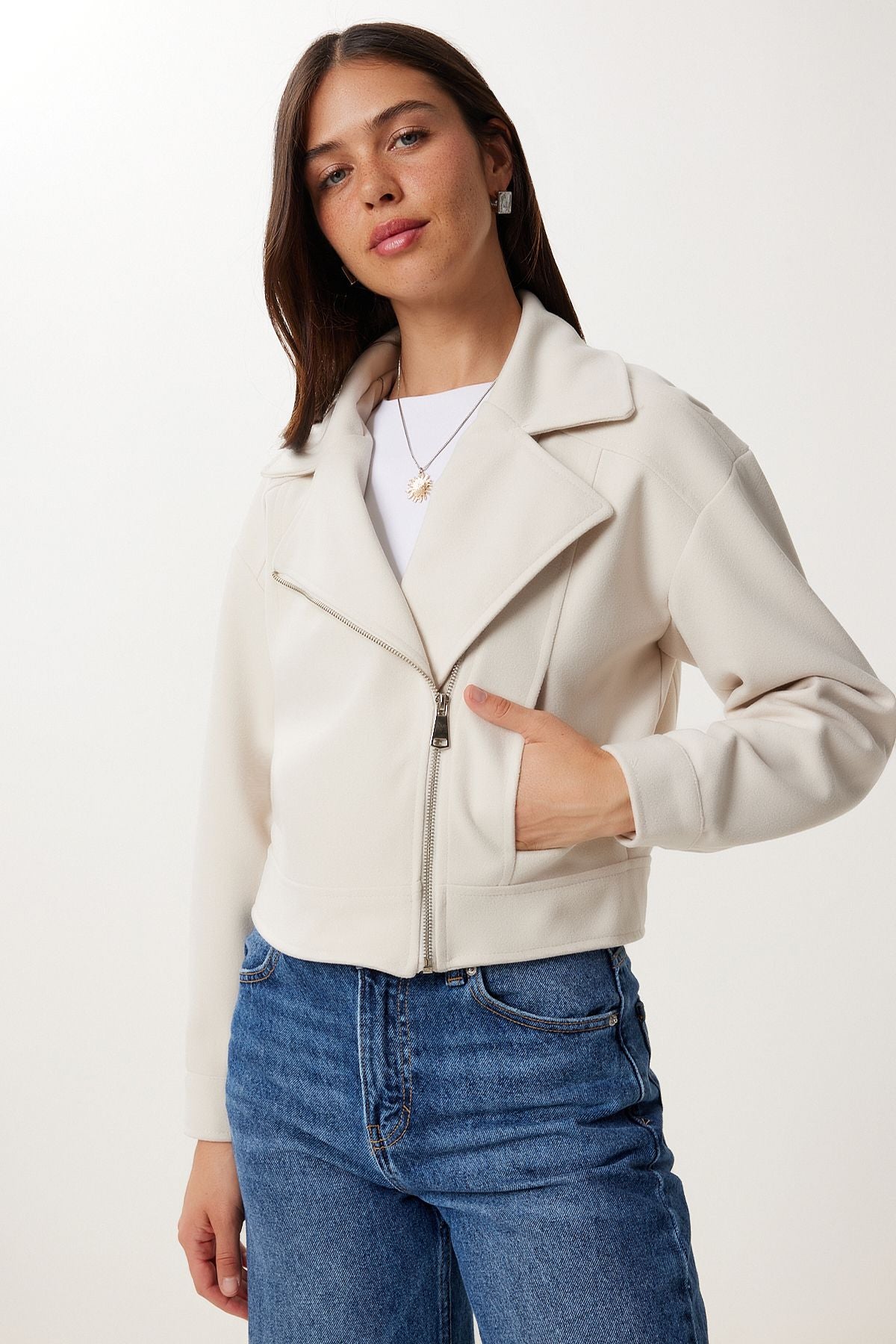 Taş Cepli Kısa Kaşe Ceket DD01372