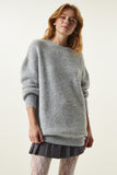 Açık Gri Oversize Uzun Basic Triko Kazak  BV00099