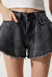 Antrasit Püsküllü Mini Denim Şort HE00002