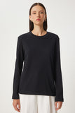 Siyah Pamuklu Basic Örme Bluz NJ00155