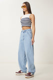 Açık Mavi Yıkamalı Baggy Jean OK00064
