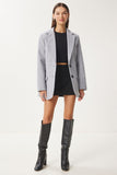 Gri Deri Detaylı Kışlık Blazer Ceket FN03405