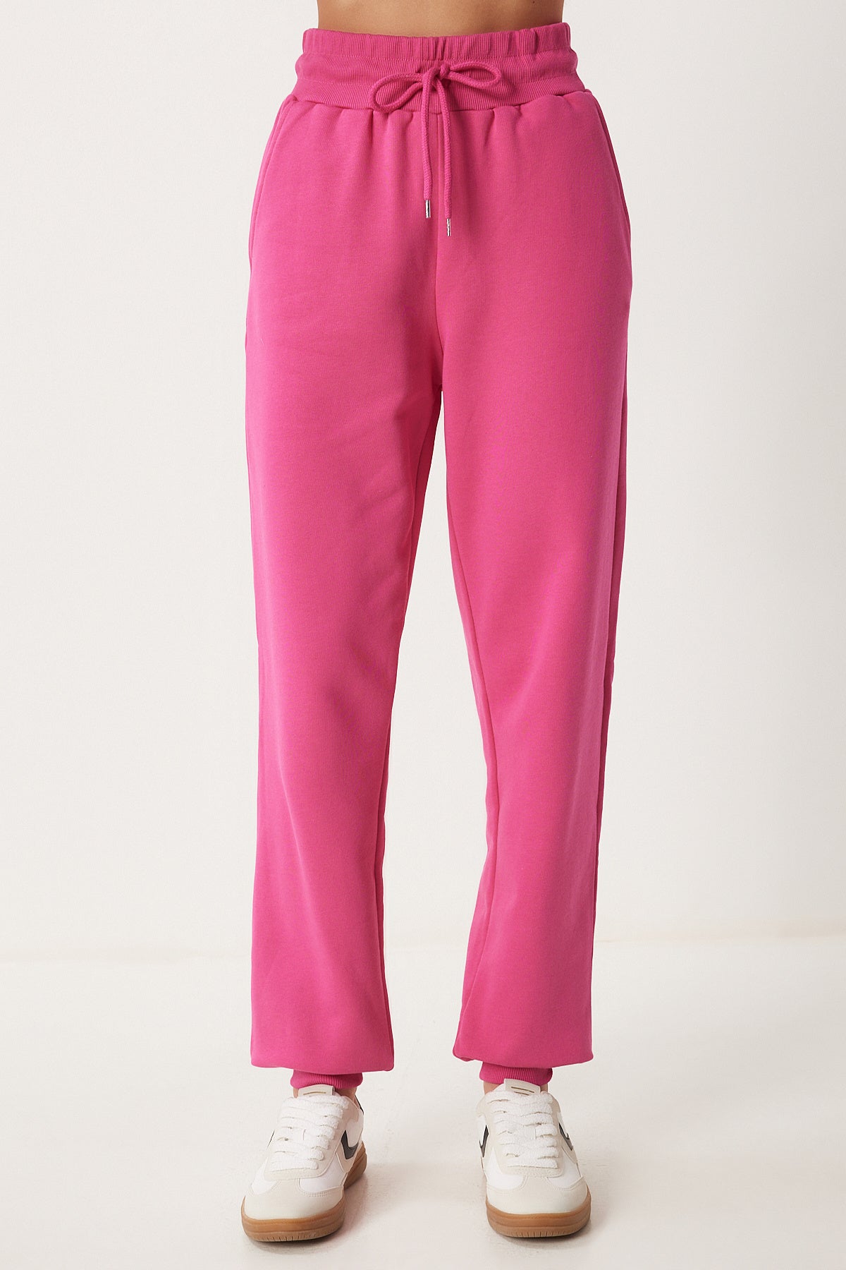 Koyu Pembe Kapüşonlu Sweatshirt Jogger Oversize Örme Eşofman Takımı PYS0027