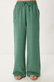 Koyu Yeşil Geniş Paça Keten Pantolon DP00261
