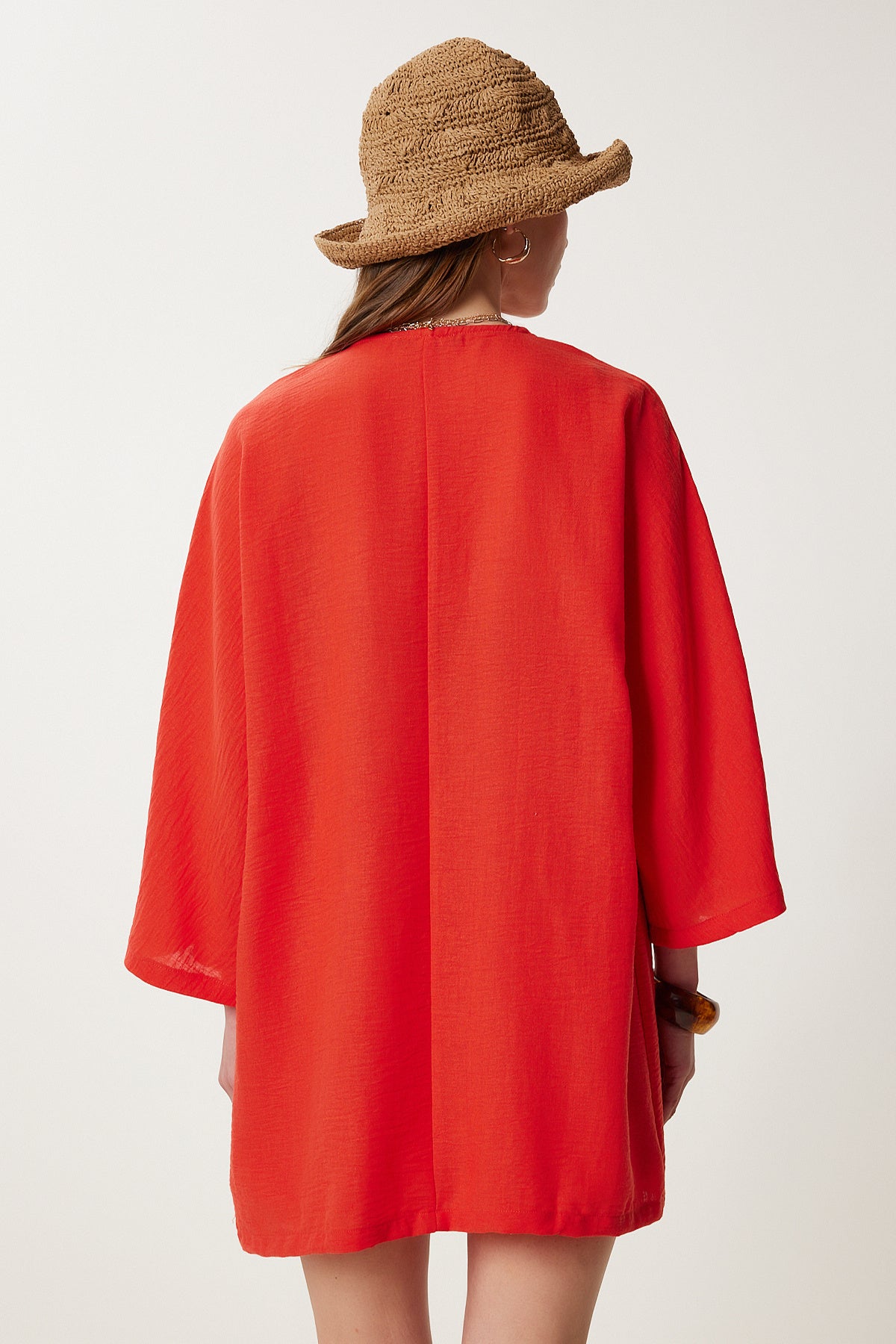 Oranj Keten Kimono Şort Takım WF00105