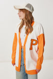Oranj Kemik Oversize Kontrast Renkli Triko Hırka YY00262