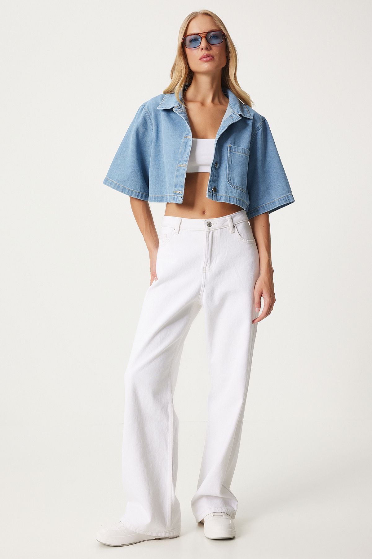 Mavi Cepli Crop Denim Ceket WF00083