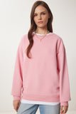 Pembe Şardonlu Basic Sweatshirt OW00001
