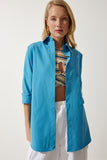 Mavi Oversize Uzun Basic Gömlek DD00842