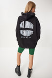 Siyah Kapüşonlu Şardonlu Oversize Sweatshirt OW00048