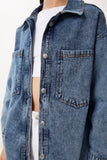 Koyu Mavi Geniş Cepli Denim Ceket DD01365