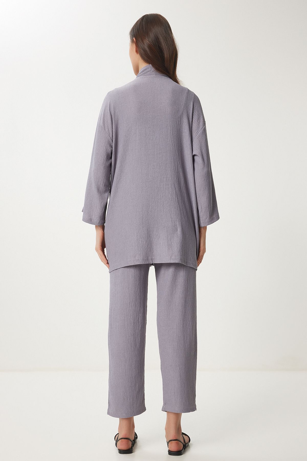 Taş Grisi Kimono Pantolon Örme Takımı BY00050