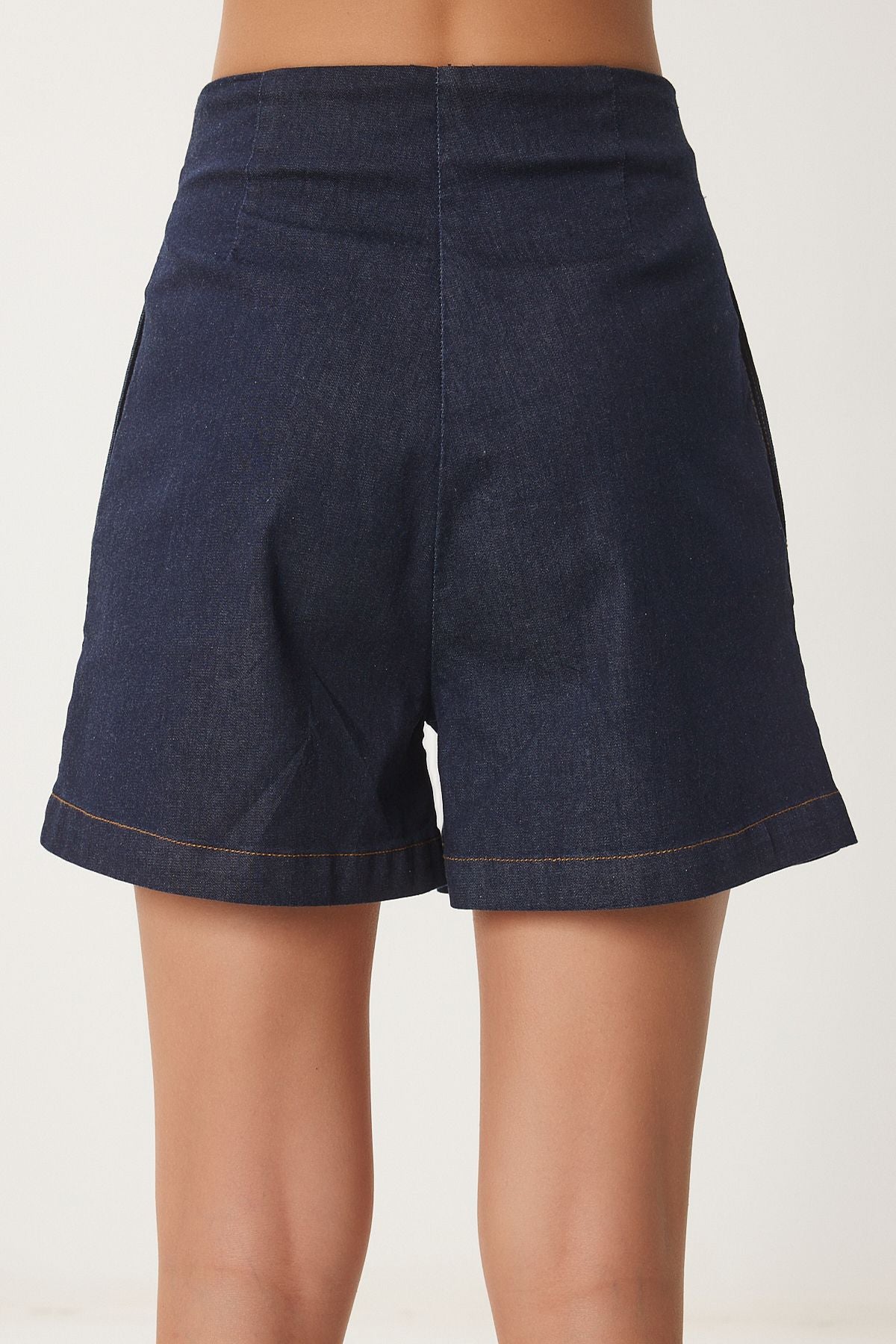 Koyu Mavi Yüksek Bel Denim Şort NS00413