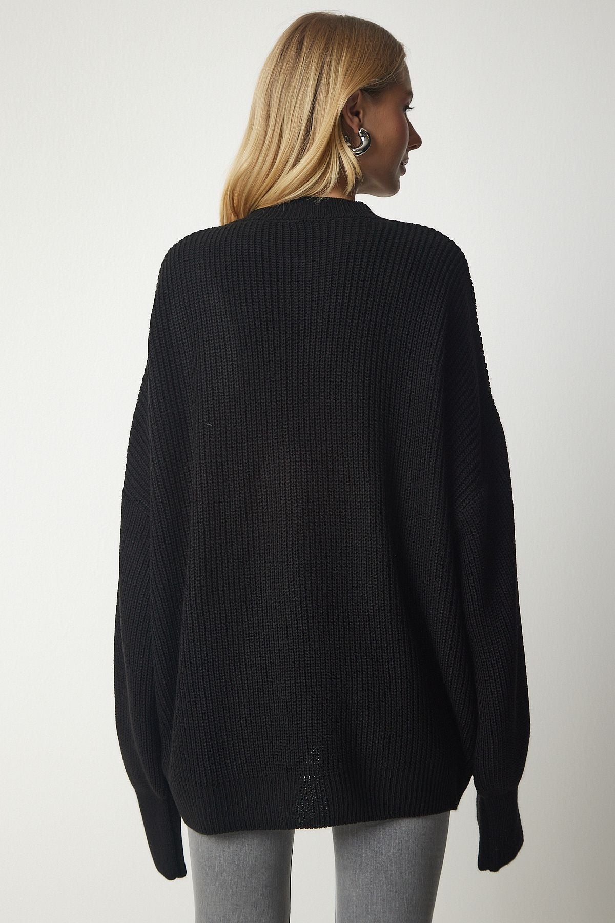 Siyah Oversize Basic Triko Kazak mx00126