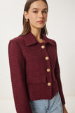 Bordo Tüvit Crop Ceket TO00039