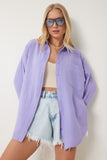 Lila Oversize Basic Müslin Gömlek MX00150