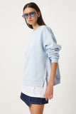 Gök Mavi Fermuar Detaylı Şardonlu Örme Sweatshirt UB00148
