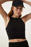 Siyah Halter Yaka Crop Örme Bluz OW00027