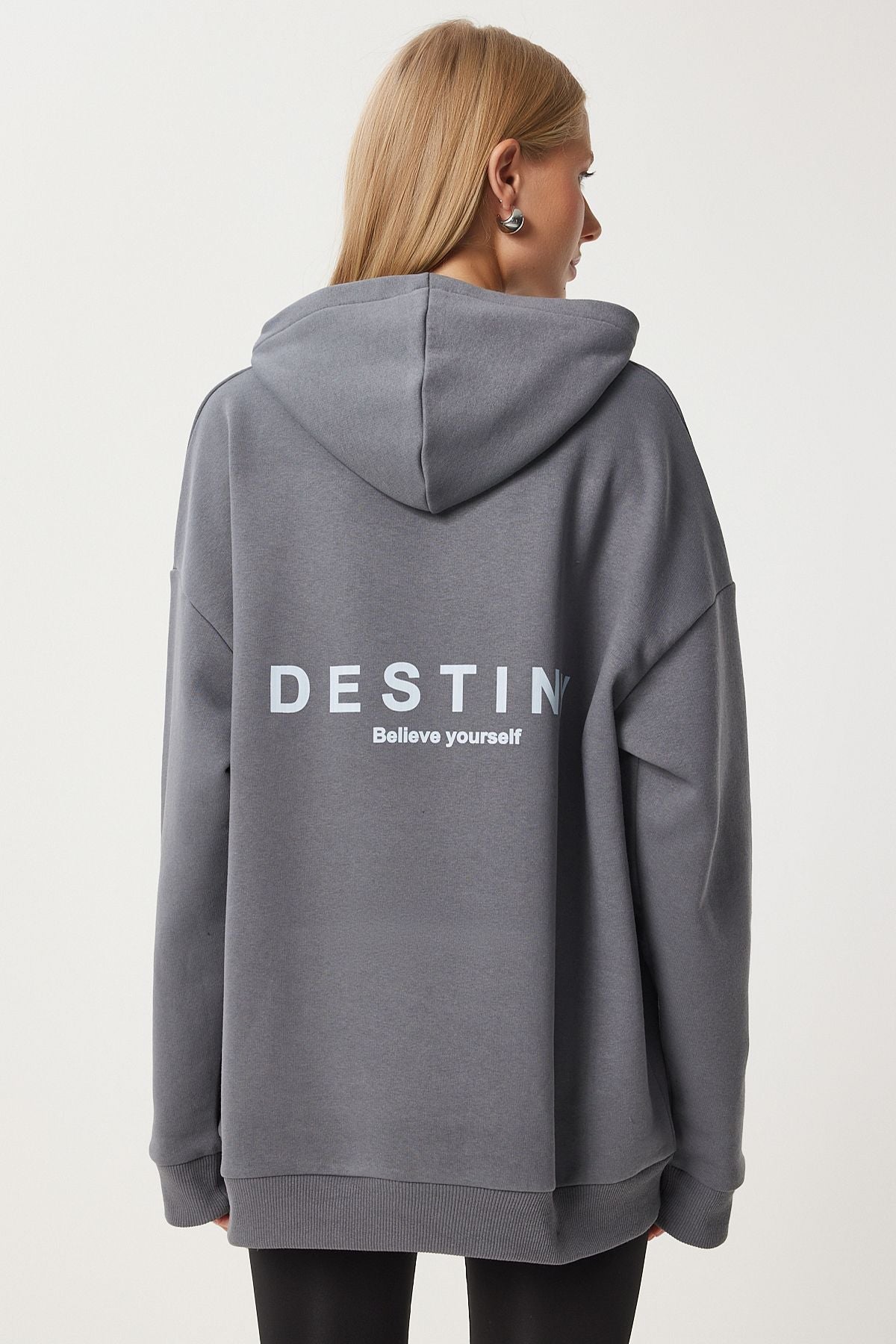 Füme Kapüşonlu Şardonlu Oversize Sweatshirt OW00049