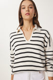 Kemik Polo Yaka Crop Triko Kazak  US00293