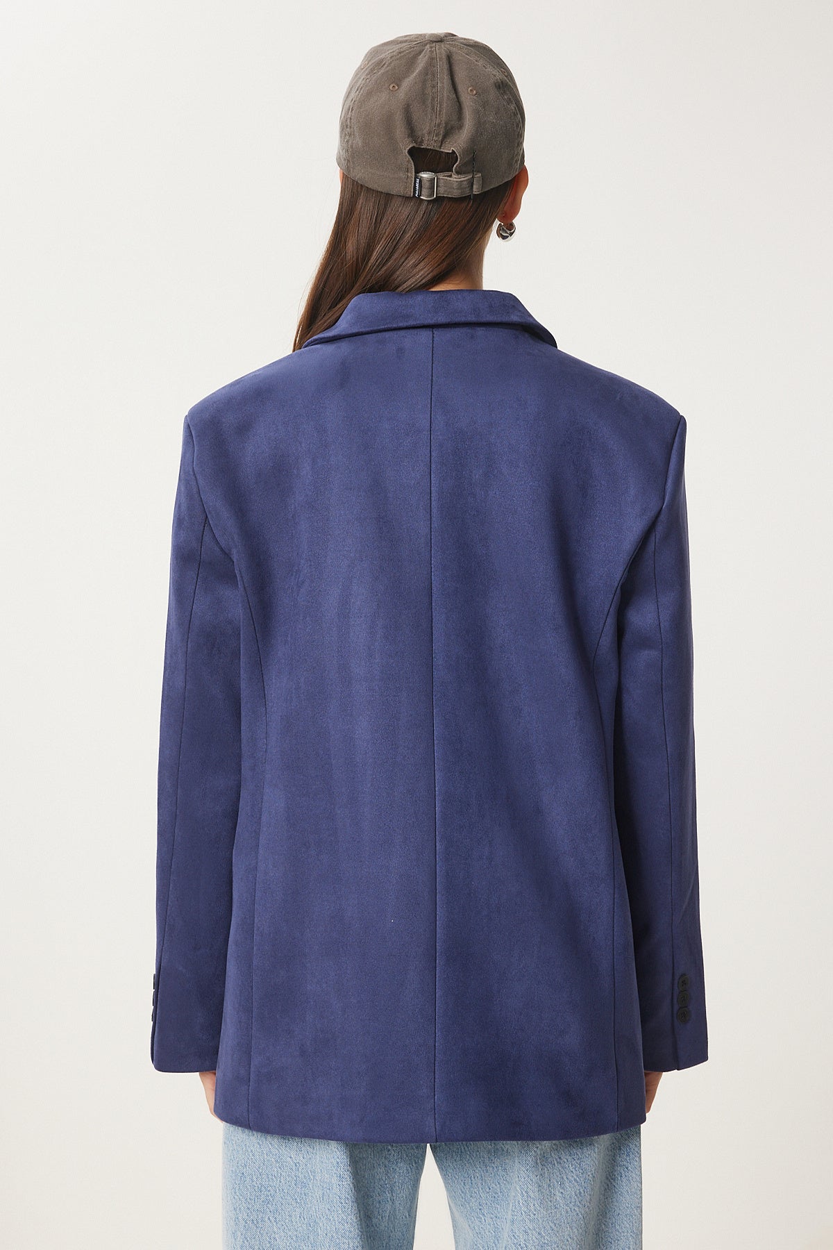 Lacivert Premium Süet Blazer Ceket FN03443