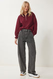 Antrasit Yıkamalı Baggy Jean OK00064