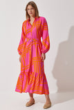 Oranj Kemerli Oversize Yazlık Viskon Elbise ZH00034