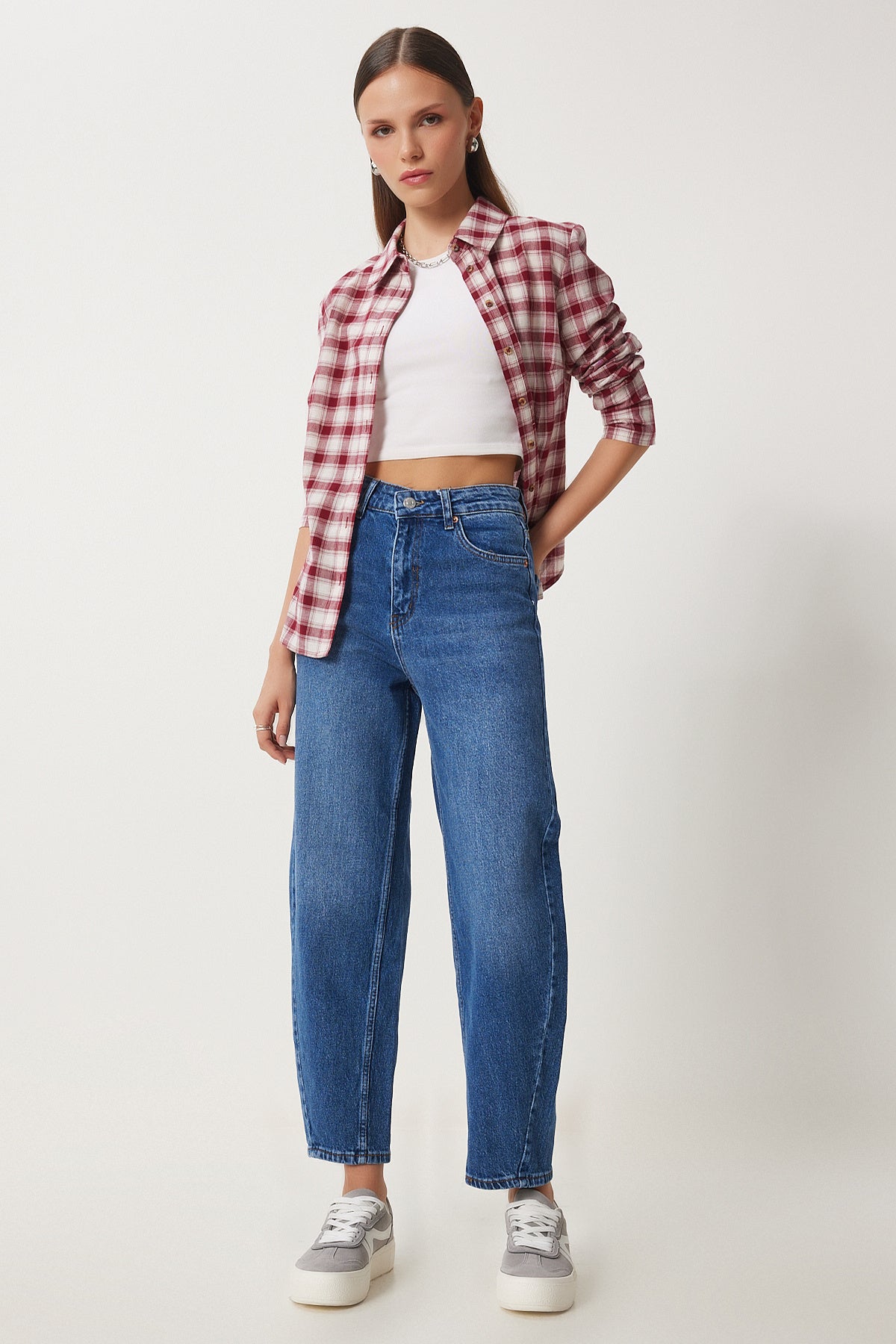 Mavi Yüksek Bel Baggy Jean UT00022