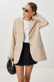 Koyu Krem Vatkalı Oversize Dokuma Ceket KT00028