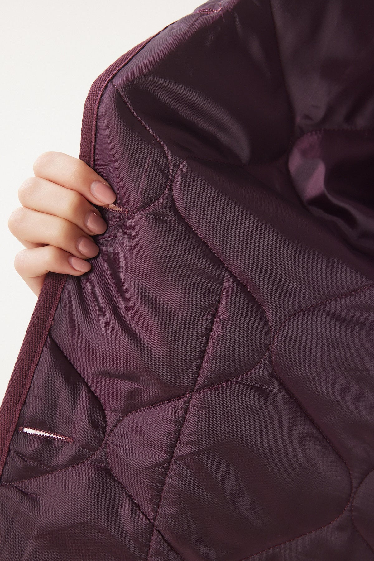 Bordo Geniş Cepli Kapitone Ceket FN03395