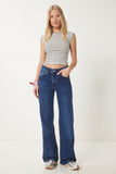 Mavi Geniş Paça Yıkamalı Jeans US00960