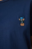Lacivert Ayıcık İşlemeli Pamuklu Örme T-Shirt CR00455
