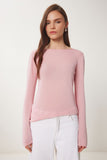 Pembe Kayık Yaka Mevsimlik Triko Bluz YY00231